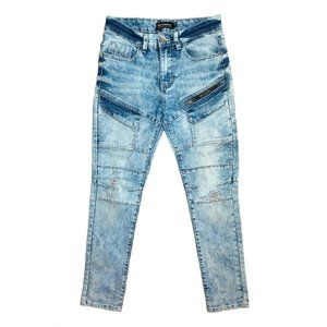 Boy's Southpole Acid Wash Distressed Stretchy Moto Fashion Jeans 7 Pockets Sz 14